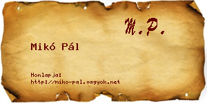 Mikó Pál névjegykártya